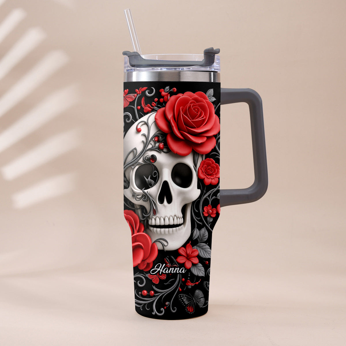 Love Skulls - Personalized Skull Tumbler With Plush Charm