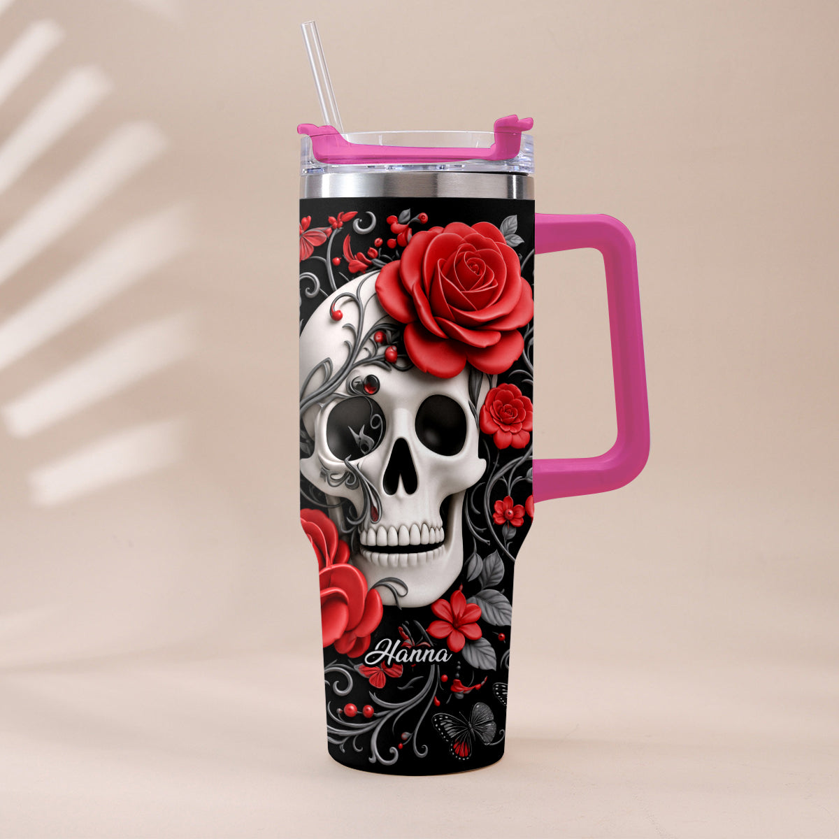 Love Skulls - Personalized Skull Tumbler With Plush Charm