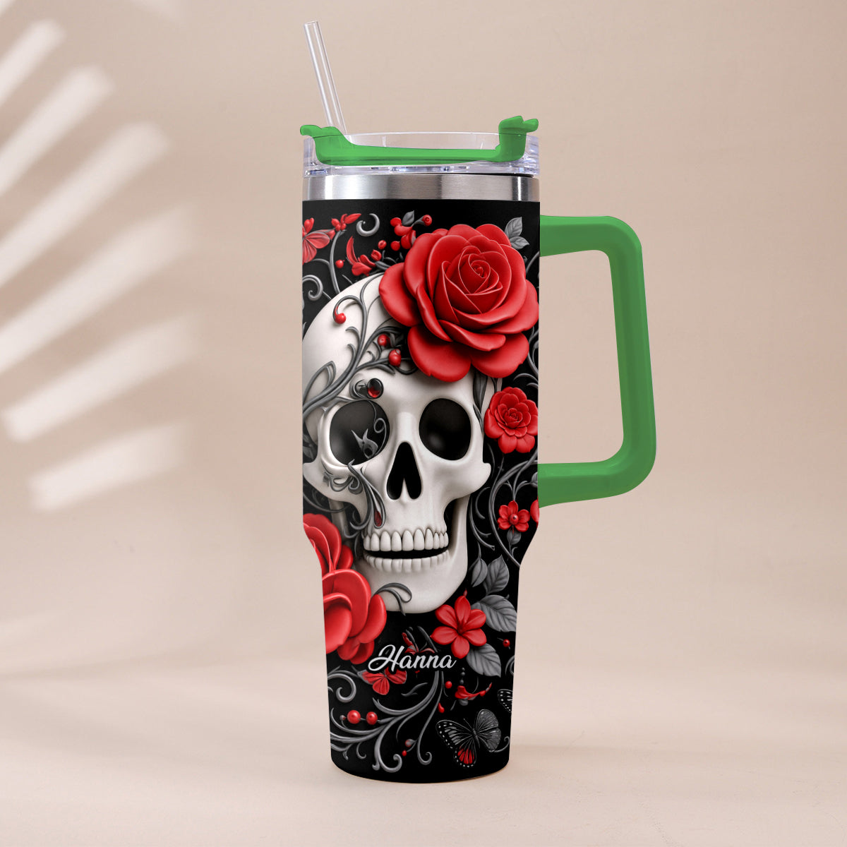 Love Skulls - Personalized Skull Tumbler With Plush Charm