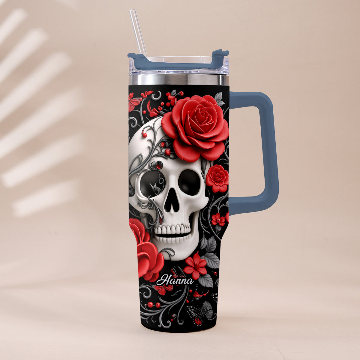 Love Skulls - Personalized Skull Tumbler With Plush Charm