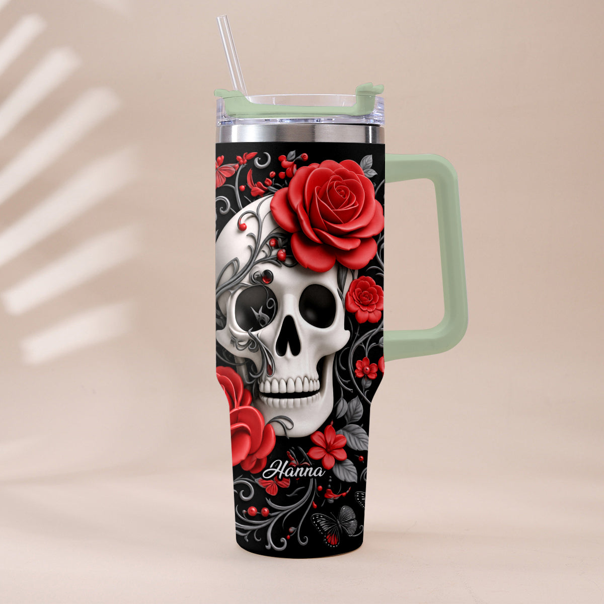 Love Skulls - Personalized Skull Tumbler With Plush Charm