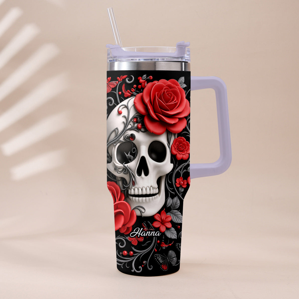 Love Skulls - Personalized Skull Tumbler With Plush Charm