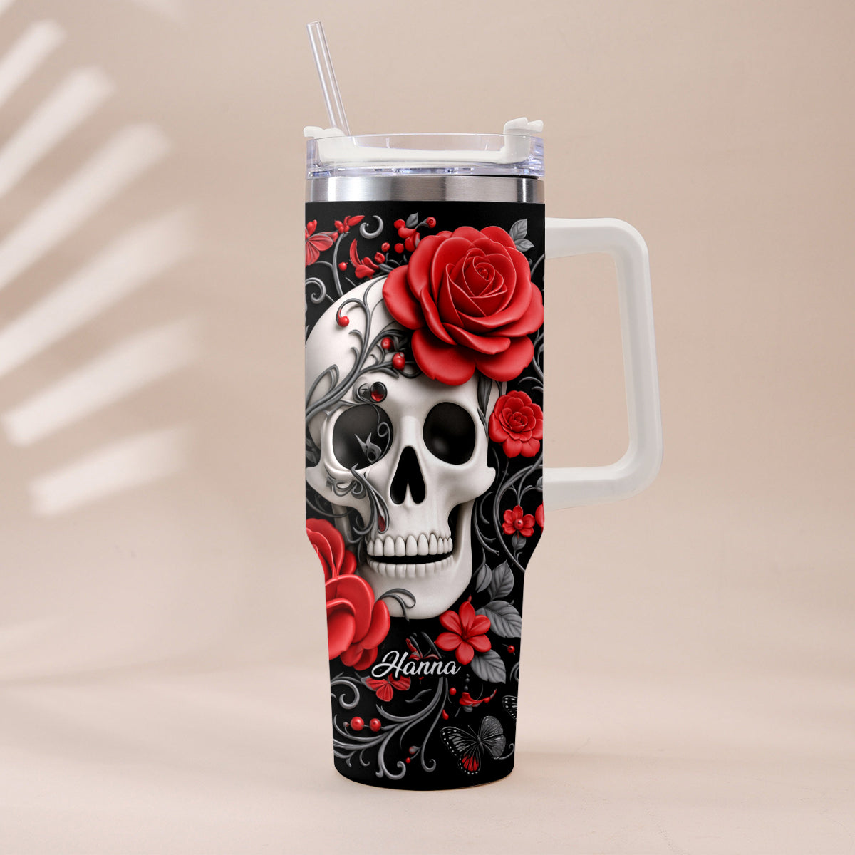 Love Skulls - Personalized Skull Tumbler With Plush Charm