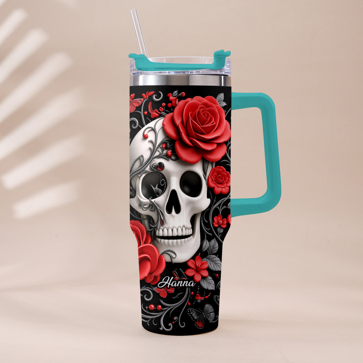 Love Skulls - Personalized Skull Tumbler With Plush Charm
