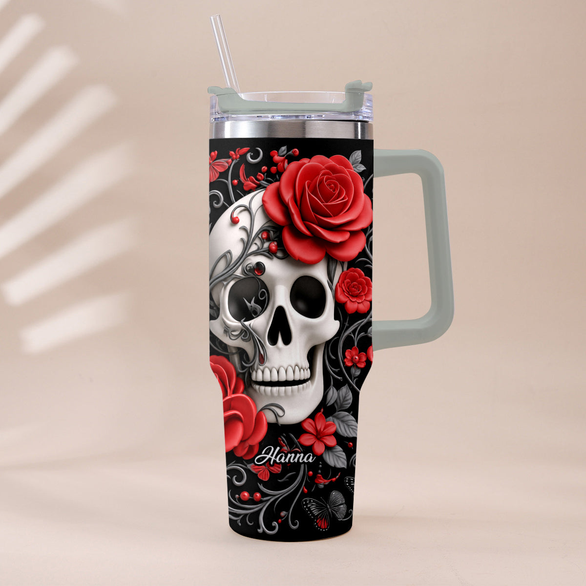 Love Skulls - Personalized Skull Tumbler With Plush Charm