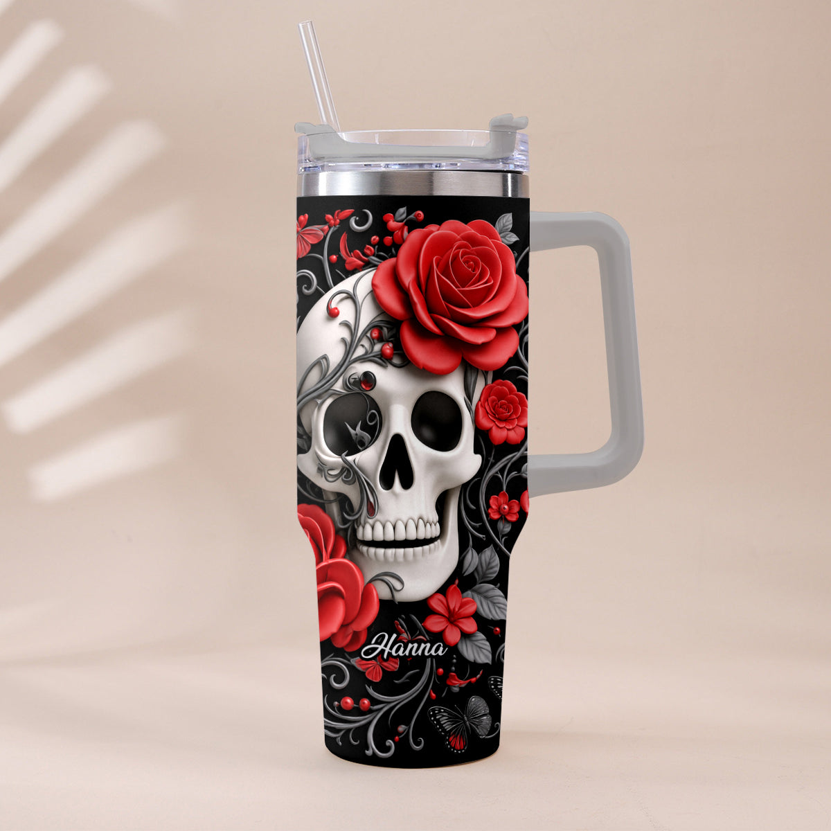 Love Skulls - Personalized Skull Tumbler With Plush Charm