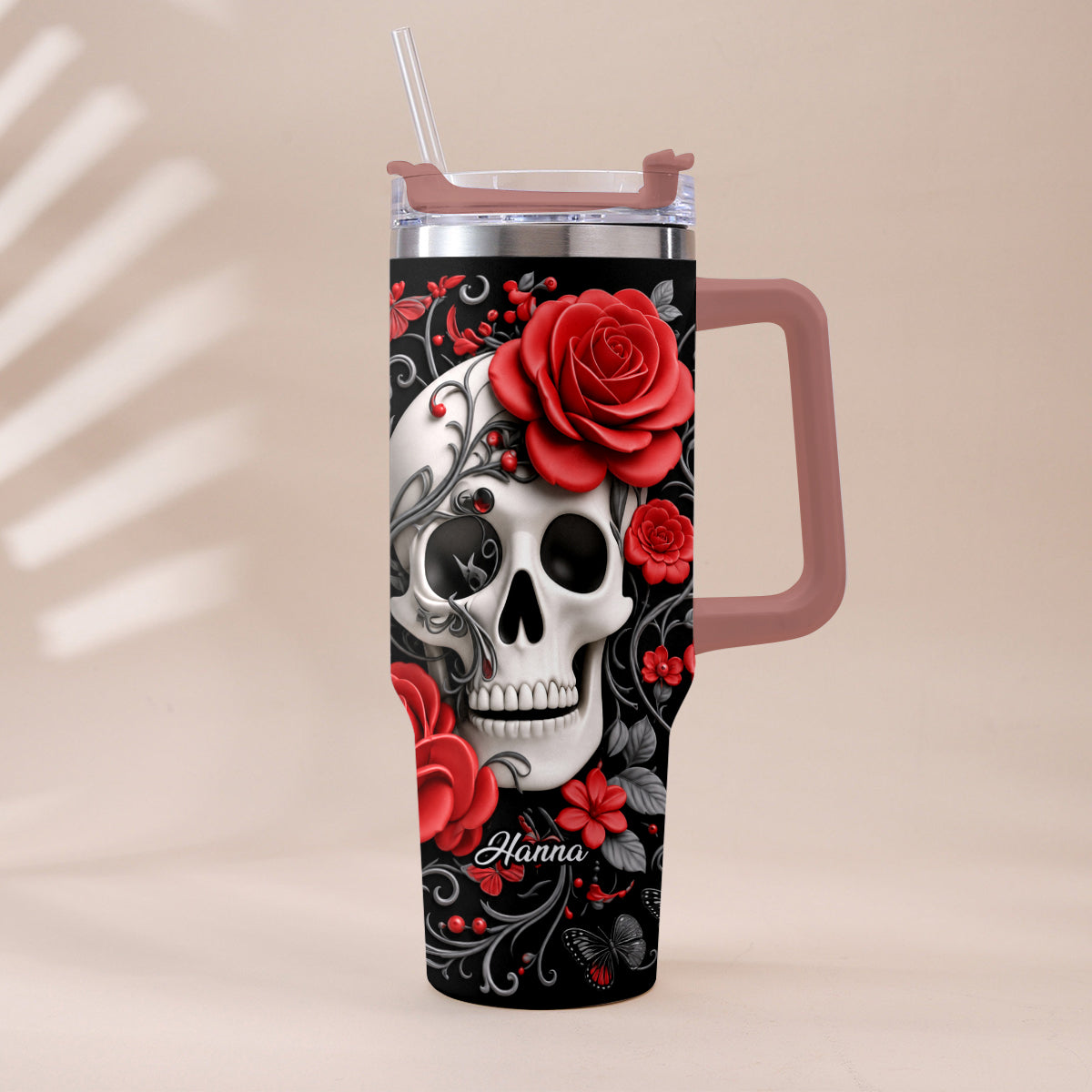 Love Skulls - Personalized Skull Tumbler With Plush Charm