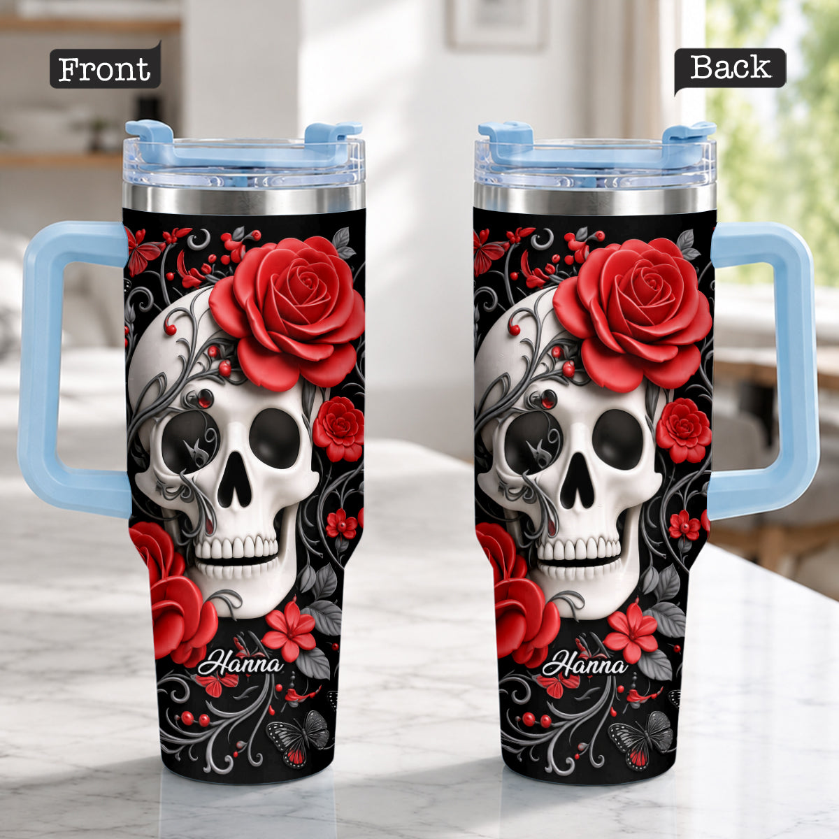 Love Skulls - Personalized Skull Tumbler With Plush Charm