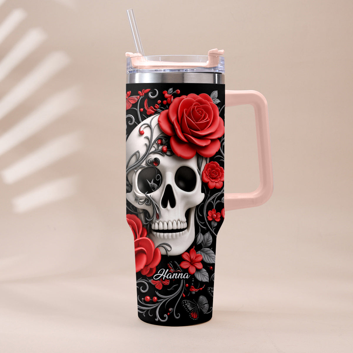 Love Skulls - Personalized Skull Tumbler With Plush Charm