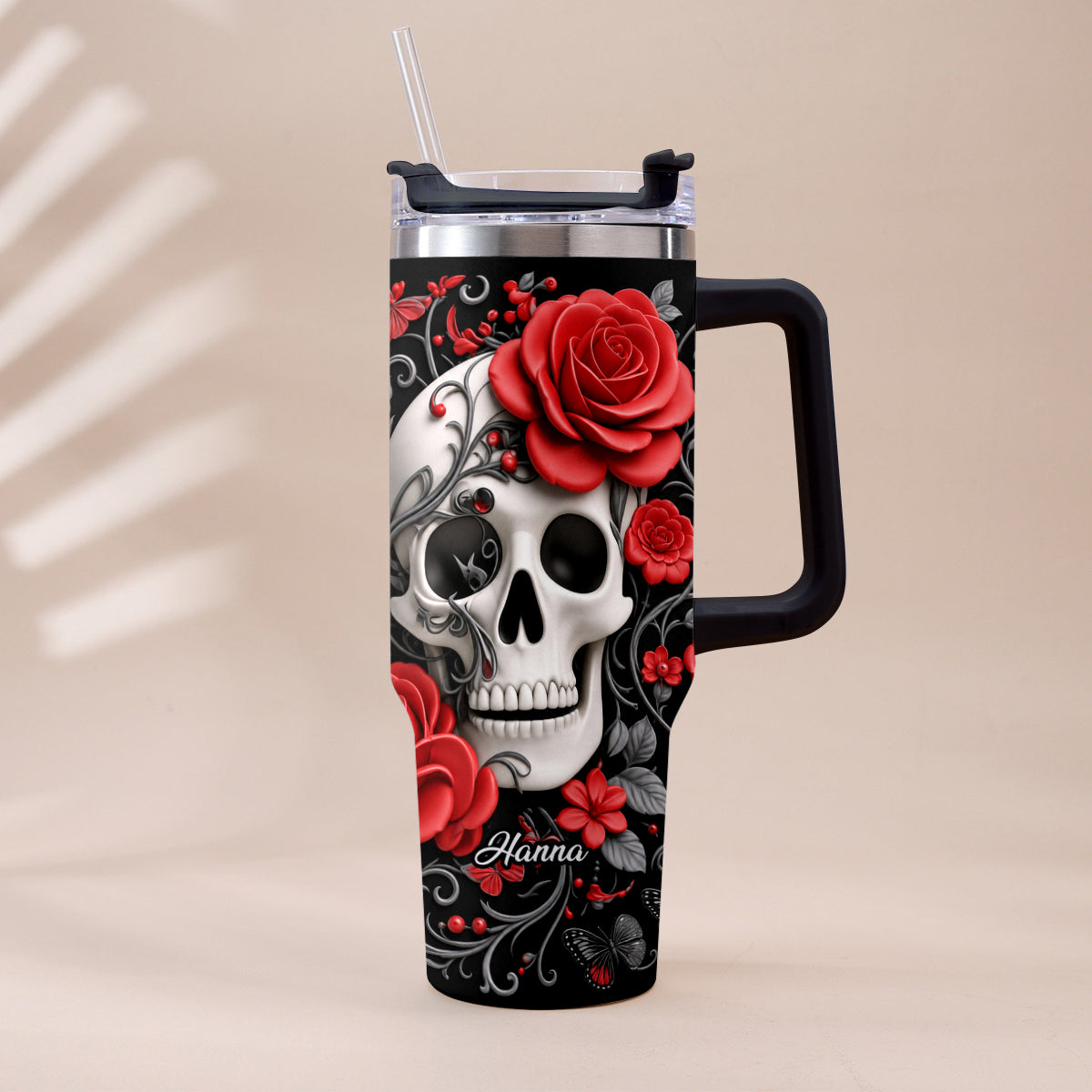 Love Skulls - Personalized Skull Tumbler With Plush Charm