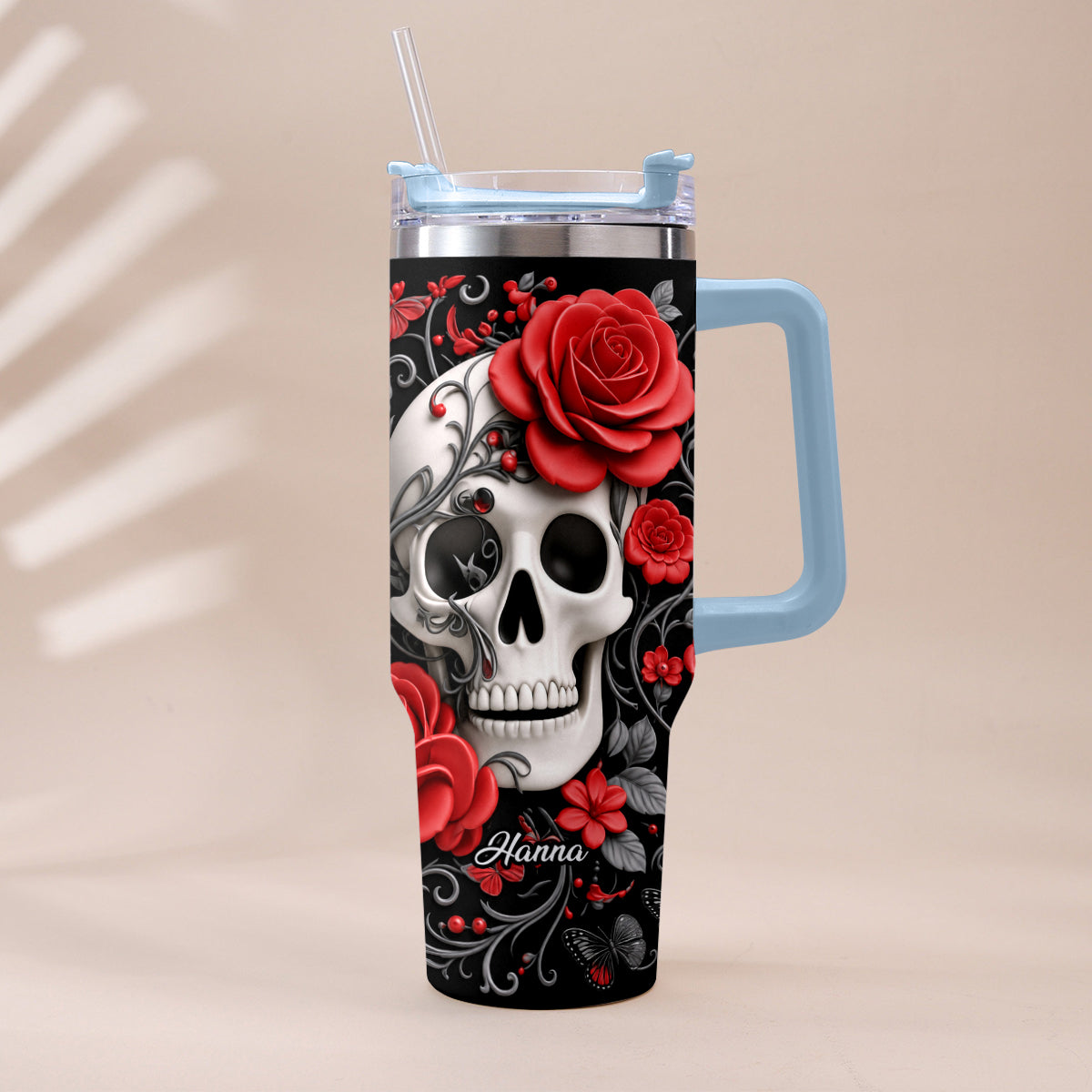Love Skulls - Personalized Skull Tumbler With Plush Charm