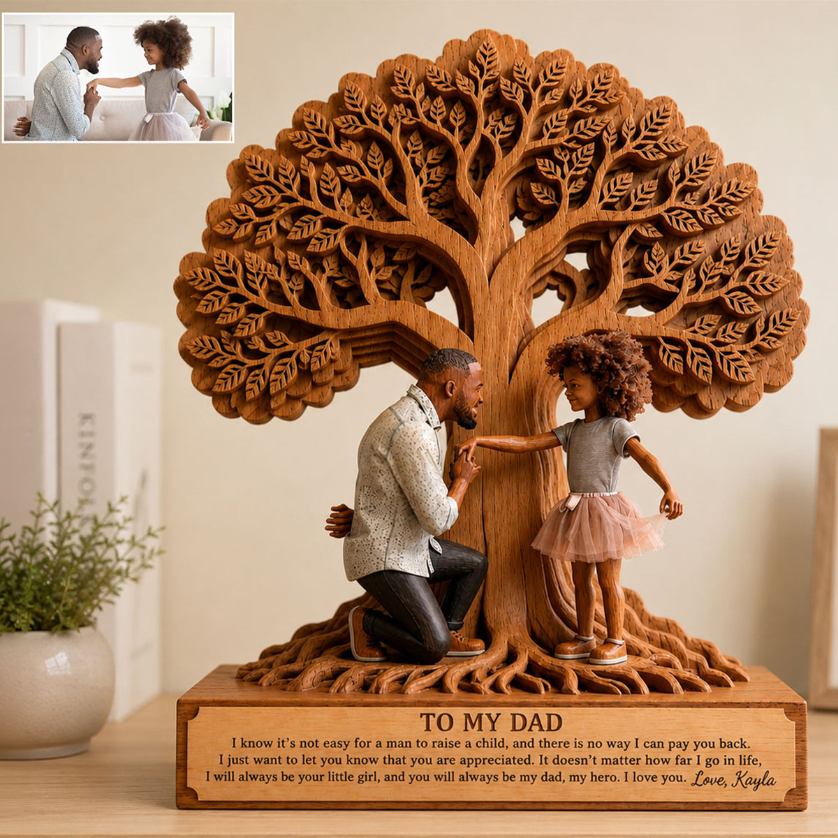 To My Dad - Personalized Father Custom Shaped Wood Plaque