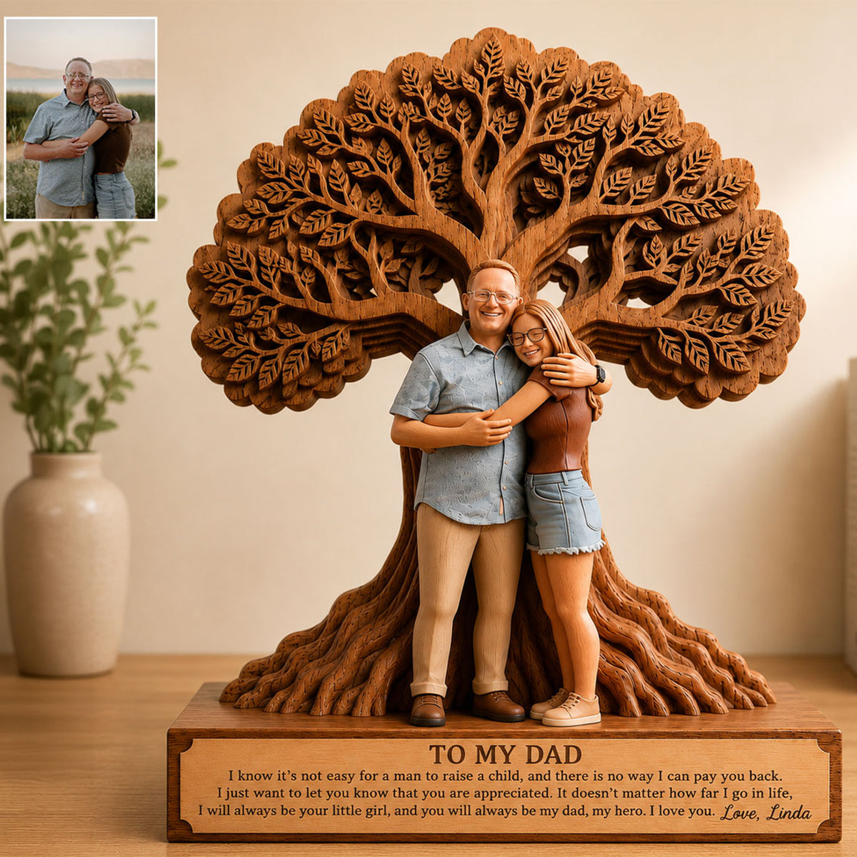 To My Dad - Personalized Father Custom Shaped Wood Plaque