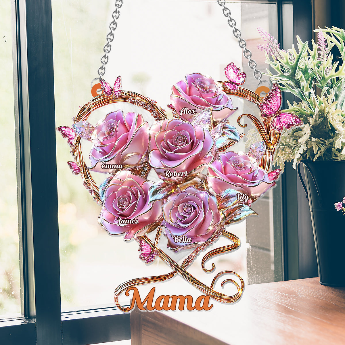 My Garden Gift For Mom, Grandma - Personalized Mother Window Hanging Suncatcher Ornament