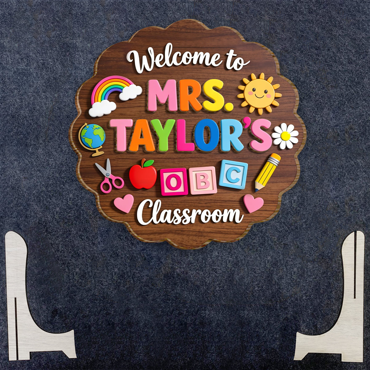 Welcome To Teacher's Classroom - Personalized Teacher 2 Layered Wood Sign / Wood Plaque