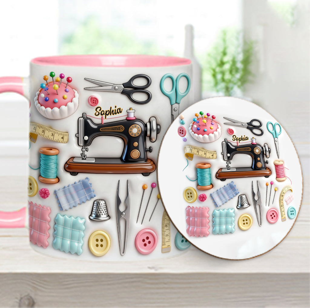 Love Sewing - Personalized Sewing Accent Mug & Coaster