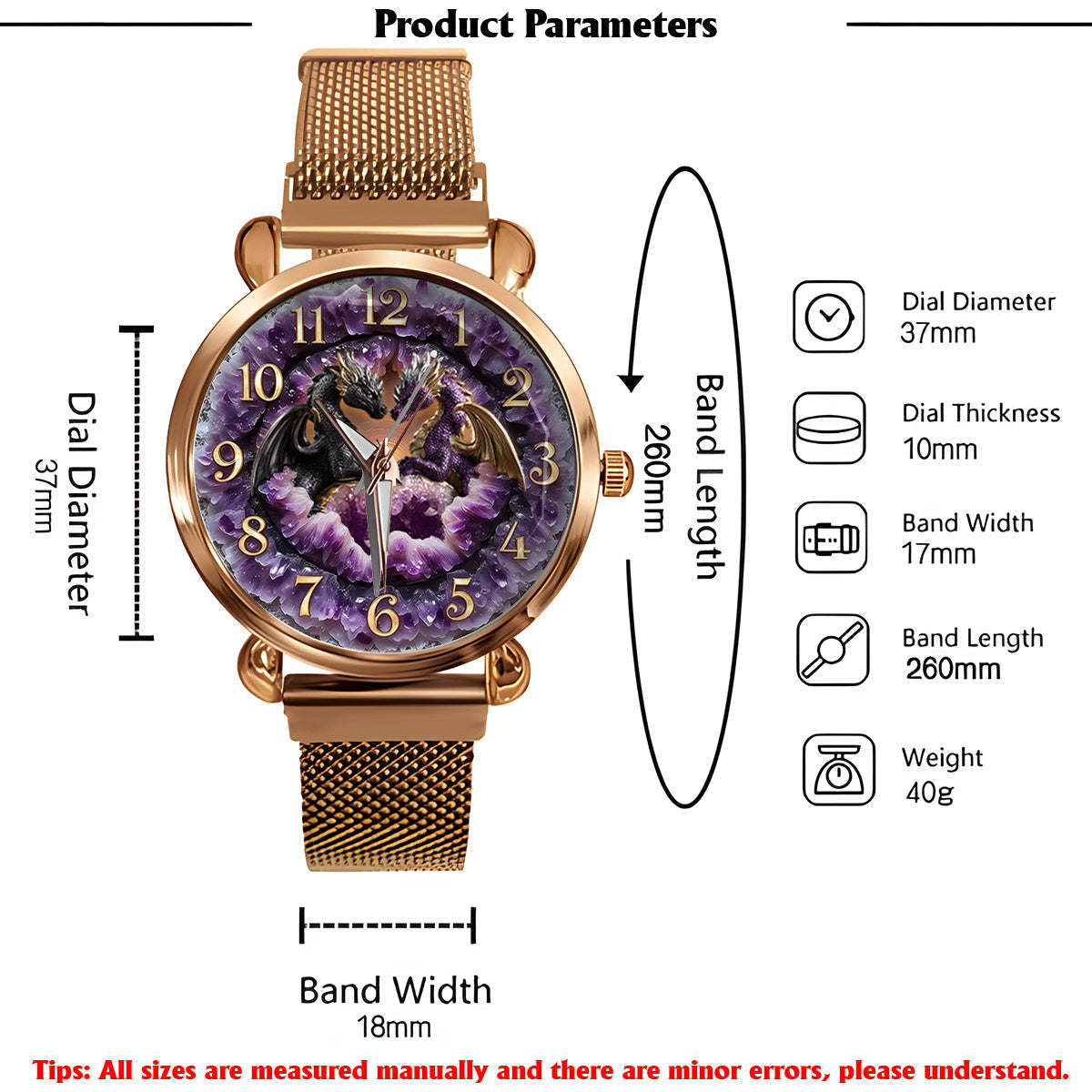 You & Me We Got This - Personalized Dragon Women Hand Watch With Strap Charms