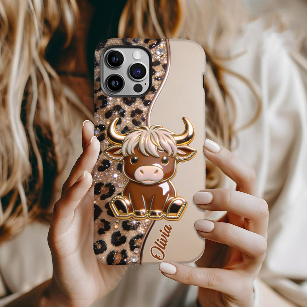 Love Highland Cows - Personalized Highland Cow Full Print Phone Case