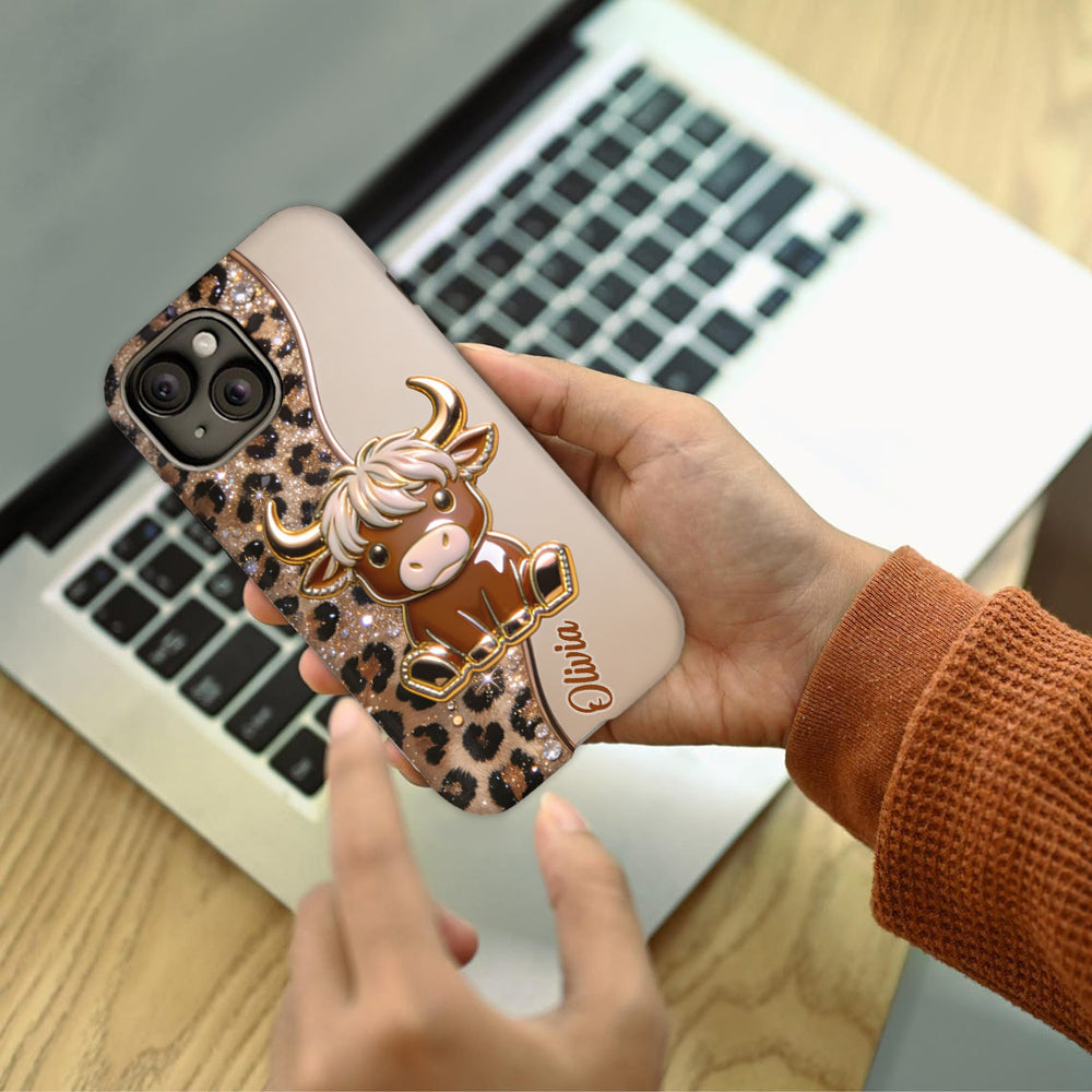 Love Highland Cows - Personalized Highland Cow Full Print Phone Case