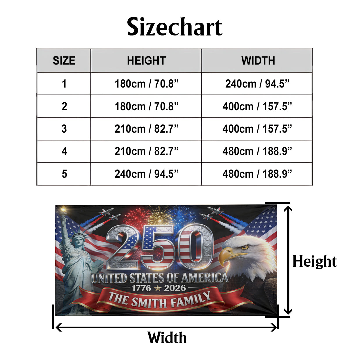 Outdoor Decor America 250th Anniversary - Personalized Independence Day/ 4th of July Garage Door Banner