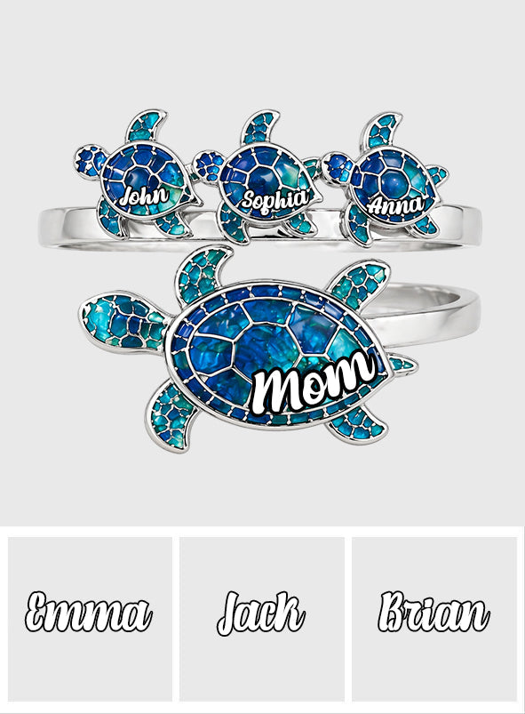 Mama Turtle - Personalized Mother Adjustable Shaped Ring