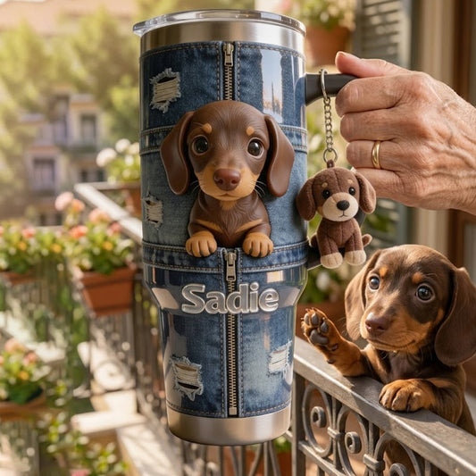 Love My Pet - Personalized Pet Tumbler With Plush Charm