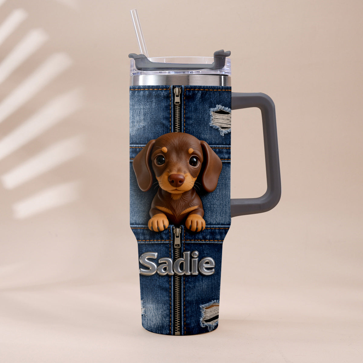Love My Pet - Personalized Pet Tumbler With Plush Charm