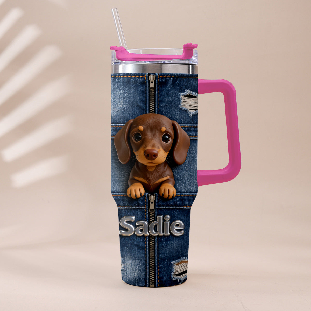 Love My Pet - Personalized Pet Tumbler With Plush Charm