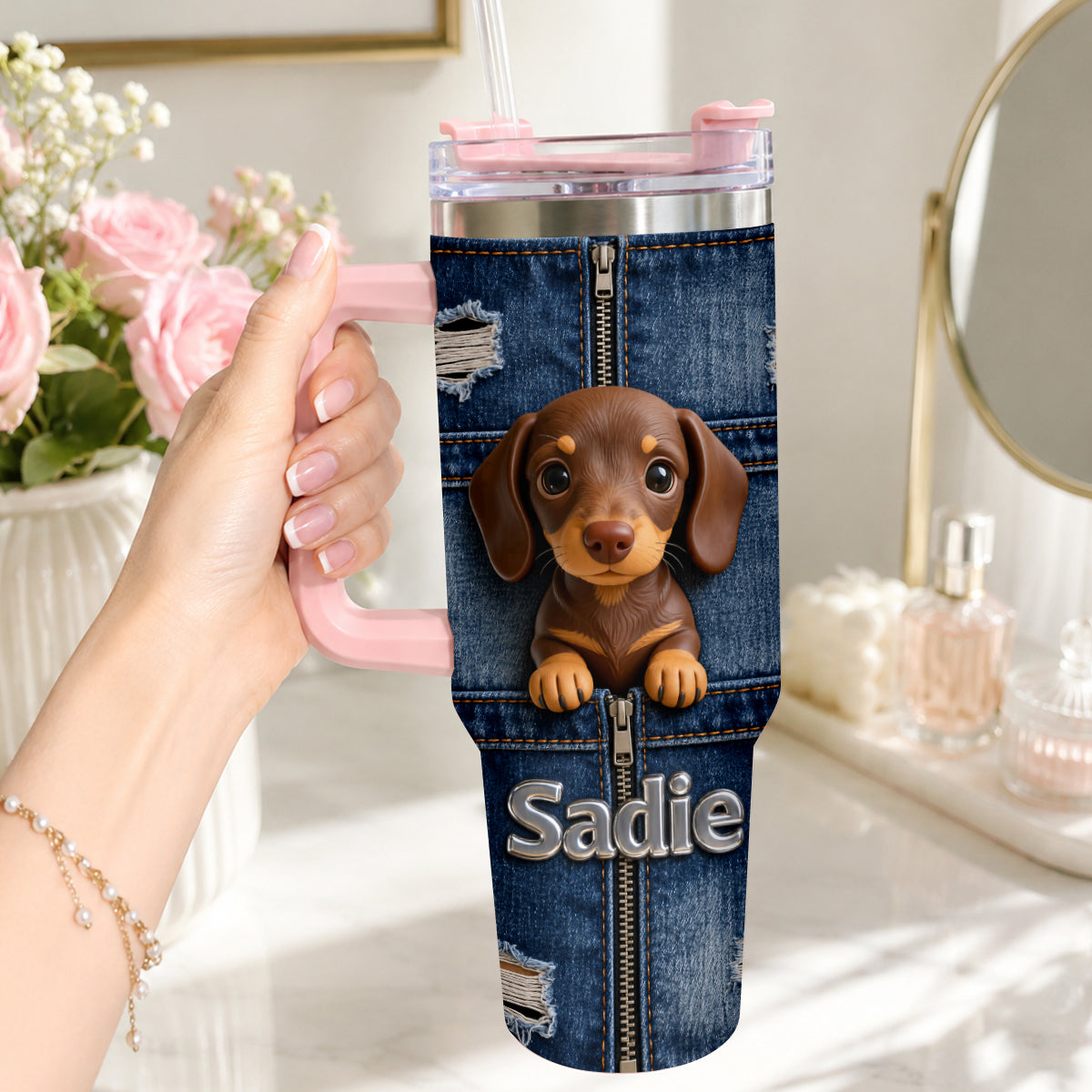 Love My Pet - Personalized Pet Tumbler With Plush Charm
