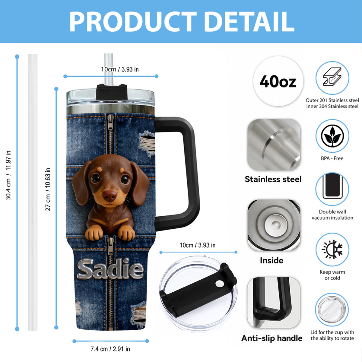 Love My Pet - Personalized Pet Tumbler With Plush Charm