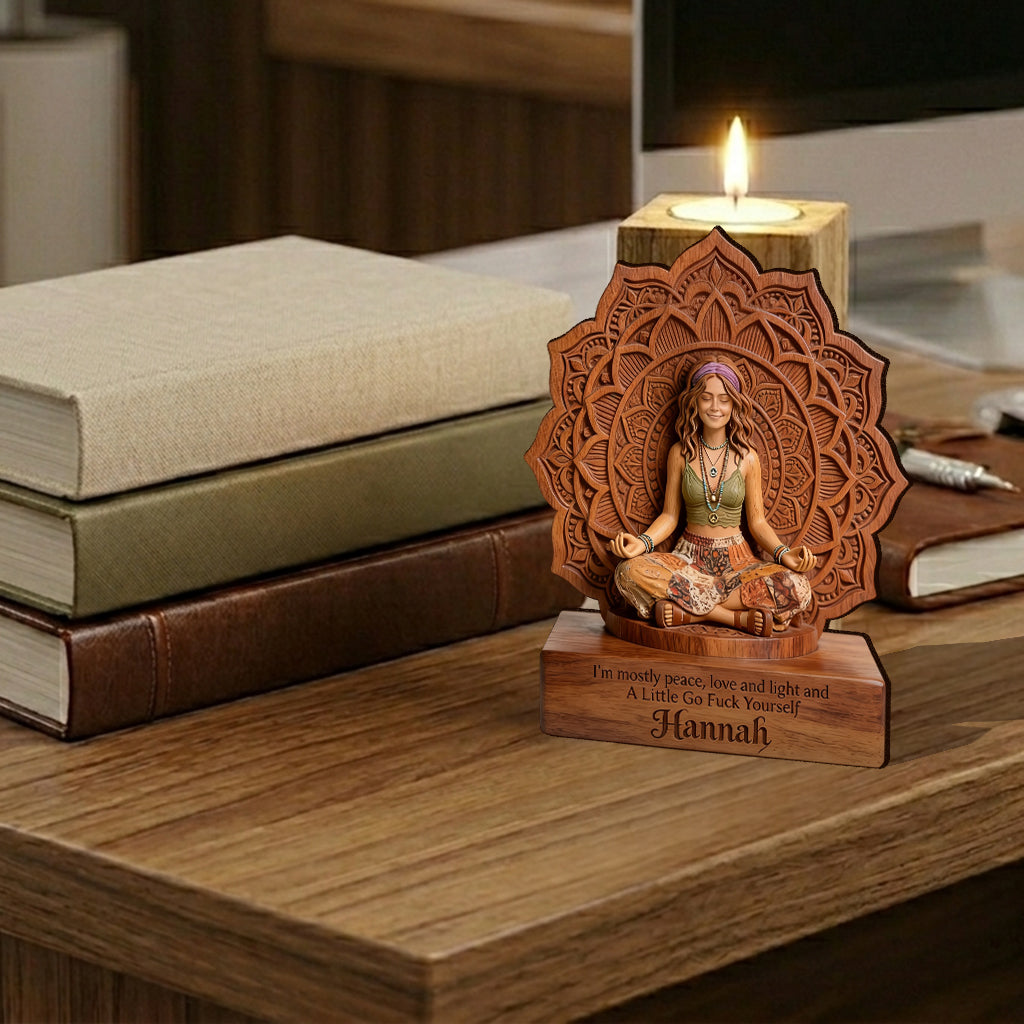 Namaste - Personalized Hippie Custom Shape Wooden Candle Holder