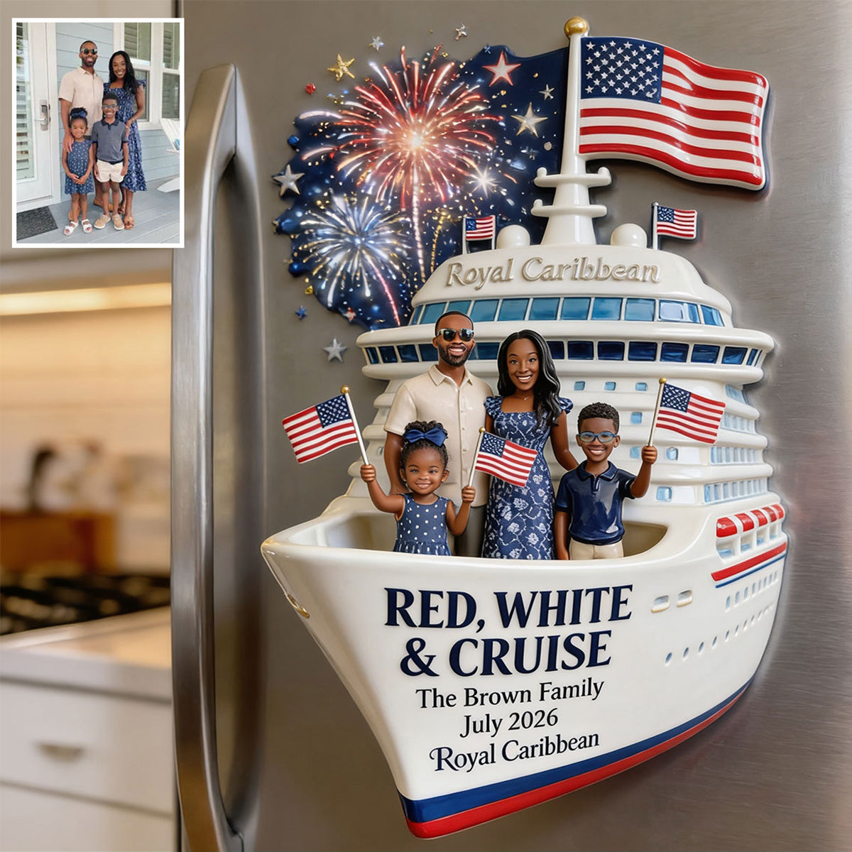 Red, White & Cruise - Personalized Cruising Magnet