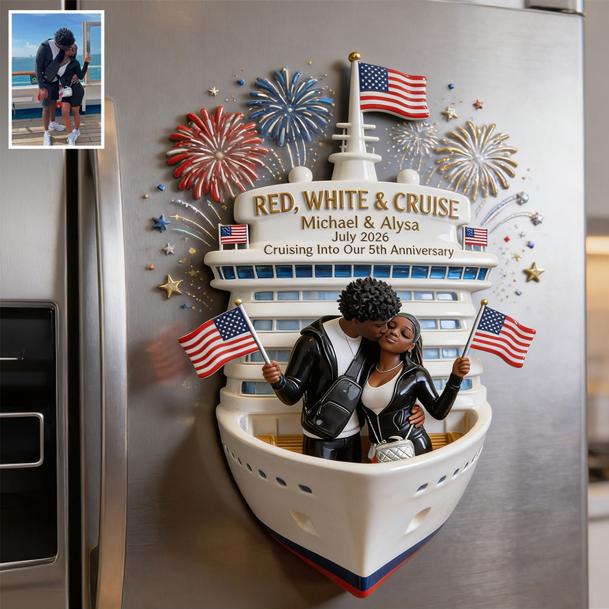 Red, White & Cruise - Personalized Cruising Magnet