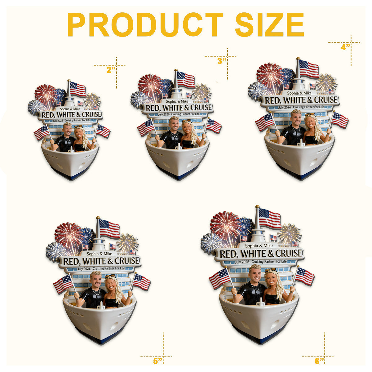 Red, White & Cruise - Personalized Cruising Magnet