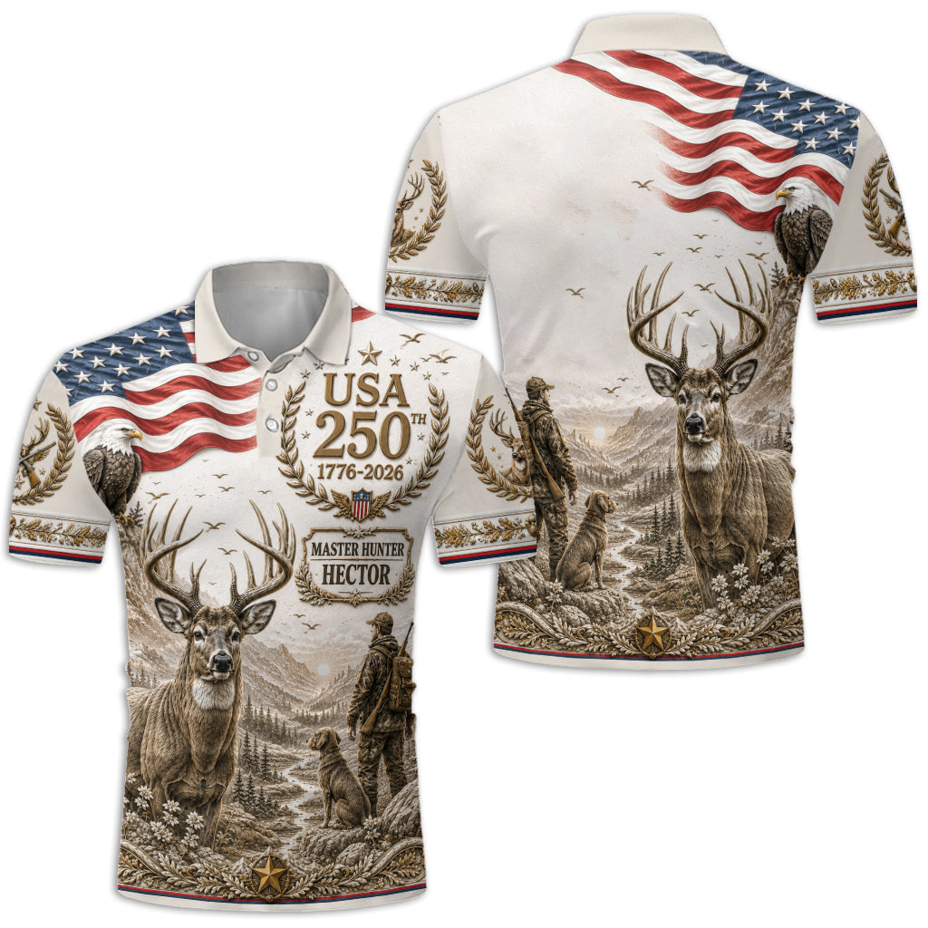USA 250th Hunter - Personalized Hunting Polo Shirt