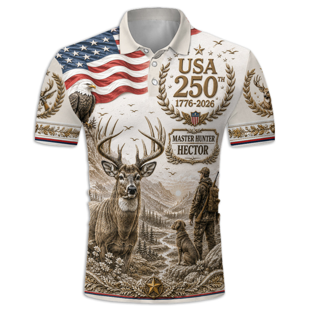 USA 250th Hunter - Personalized Hunting Polo Shirt