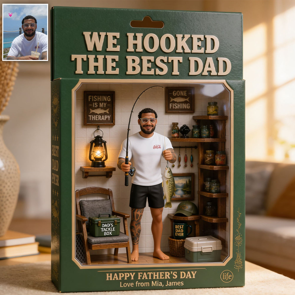 We Hooked the Best Dad - Personalized Fishing Acrylic Display Box