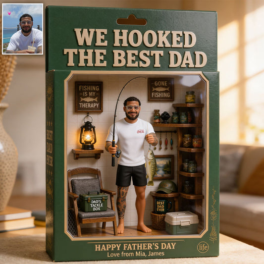 We Hooked the Best Dad - Personalized Fishing Acrylic Display Box