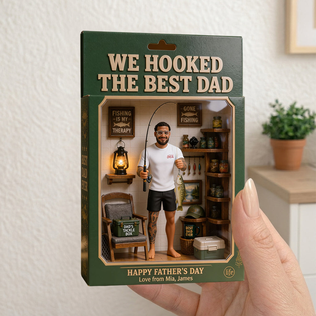 We Hooked the Best Dad - Personalized Fishing Acrylic Display Box