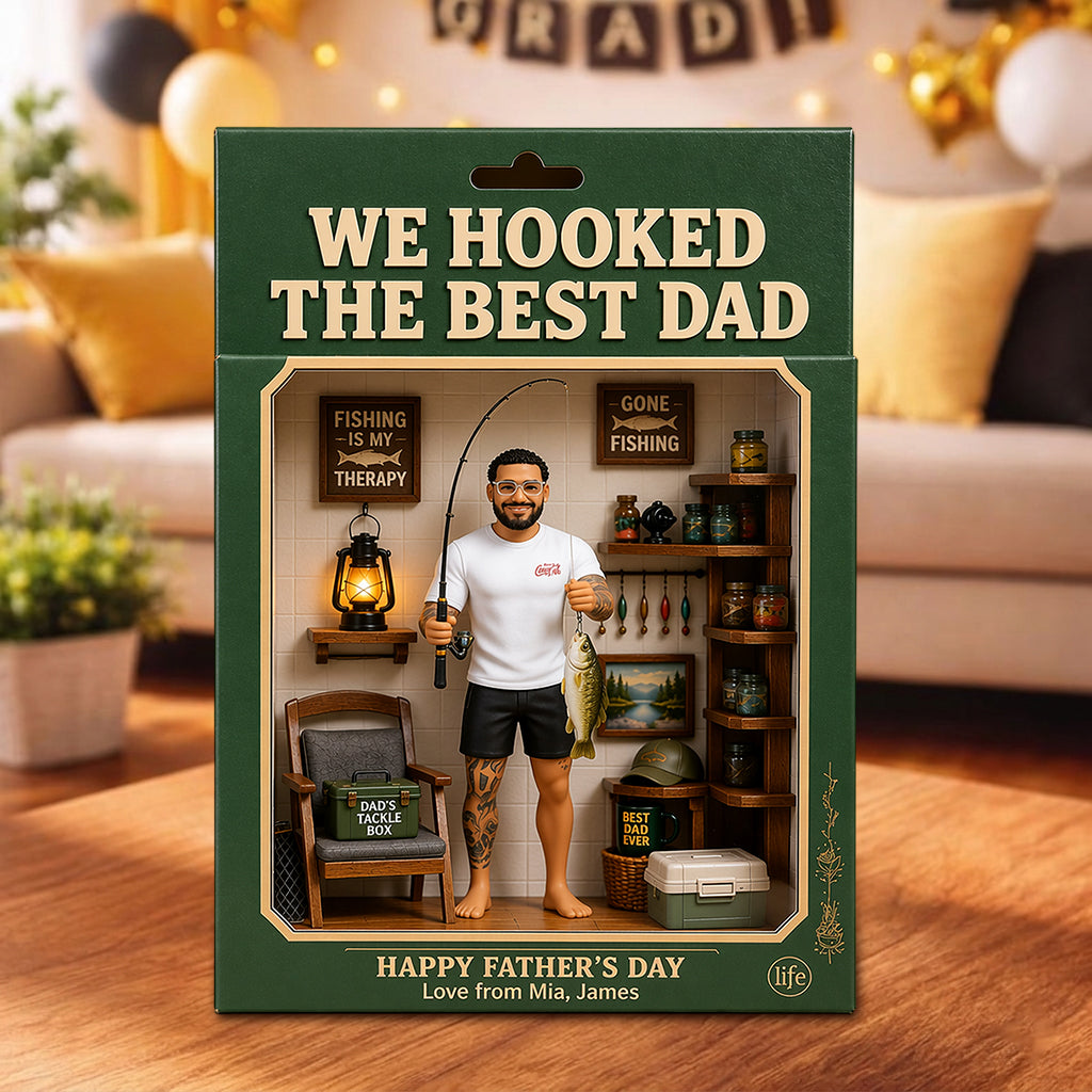 We Hooked the Best Dad - Personalized Fishing Acrylic Display Box