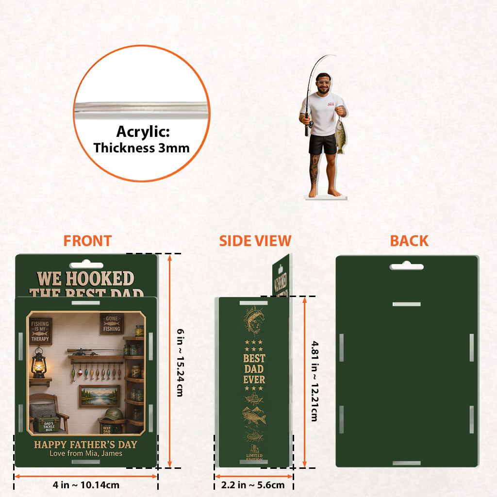 We Hooked the Best Dad - Personalized Fishing Acrylic Display Box