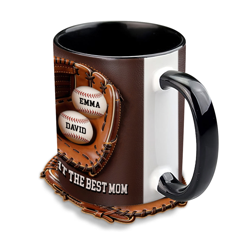 We Caught The Best Mom - Personalized Baseball Accent Mug & Shaped Coaster