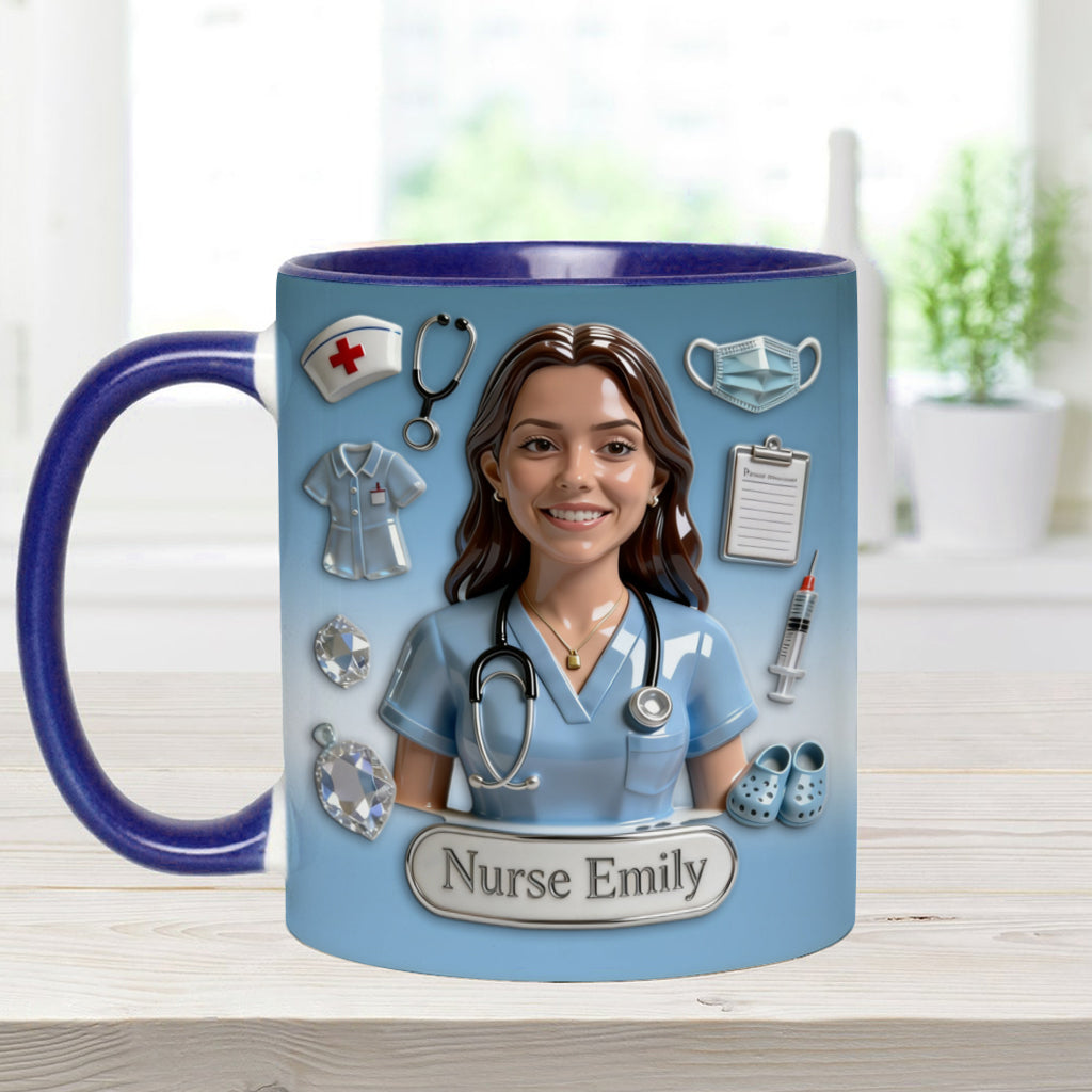 She Works Willingly With Her Hands - Personalized Nurse Accent Mug