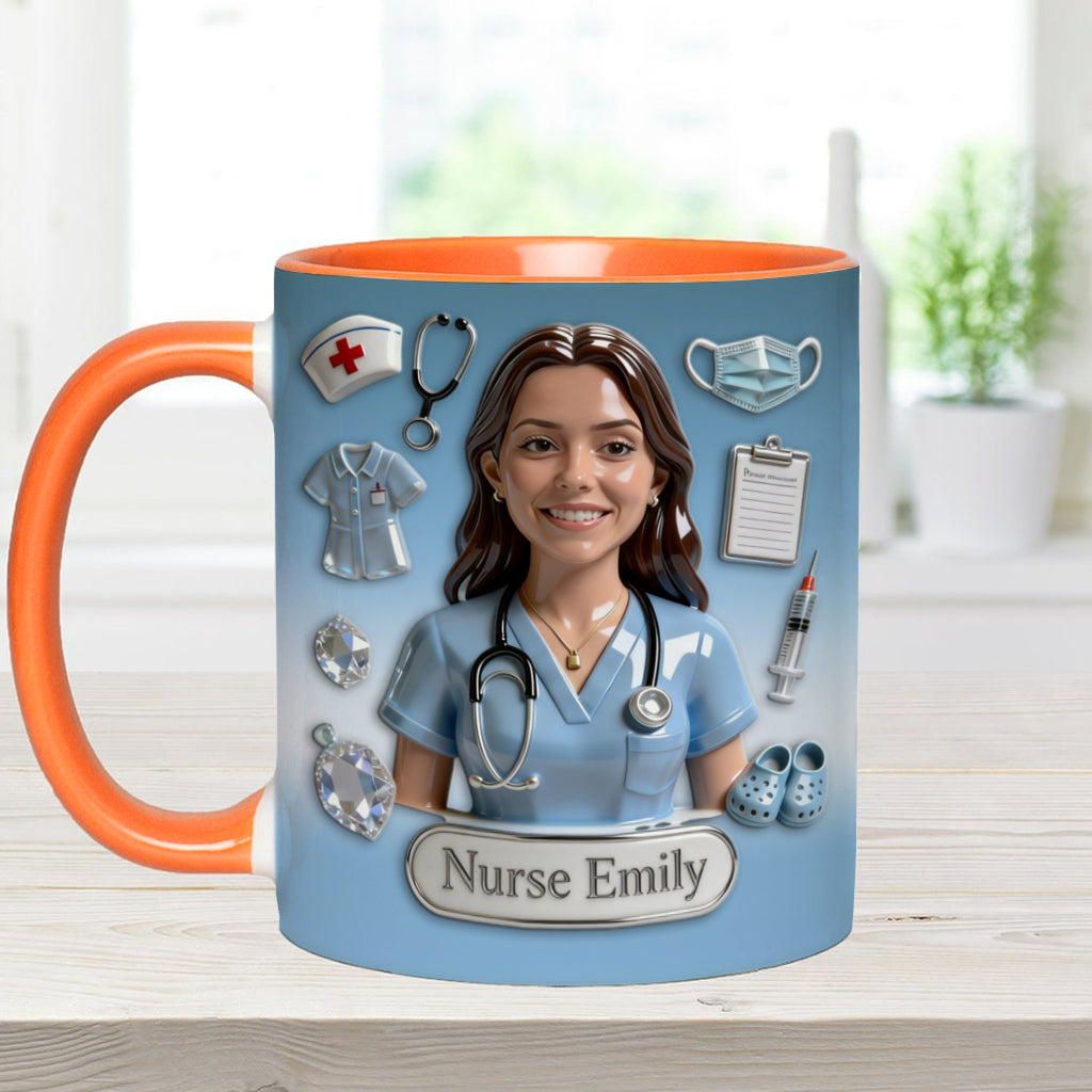 She Works Willingly With Her Hands - Personalized Nurse Accent Mug