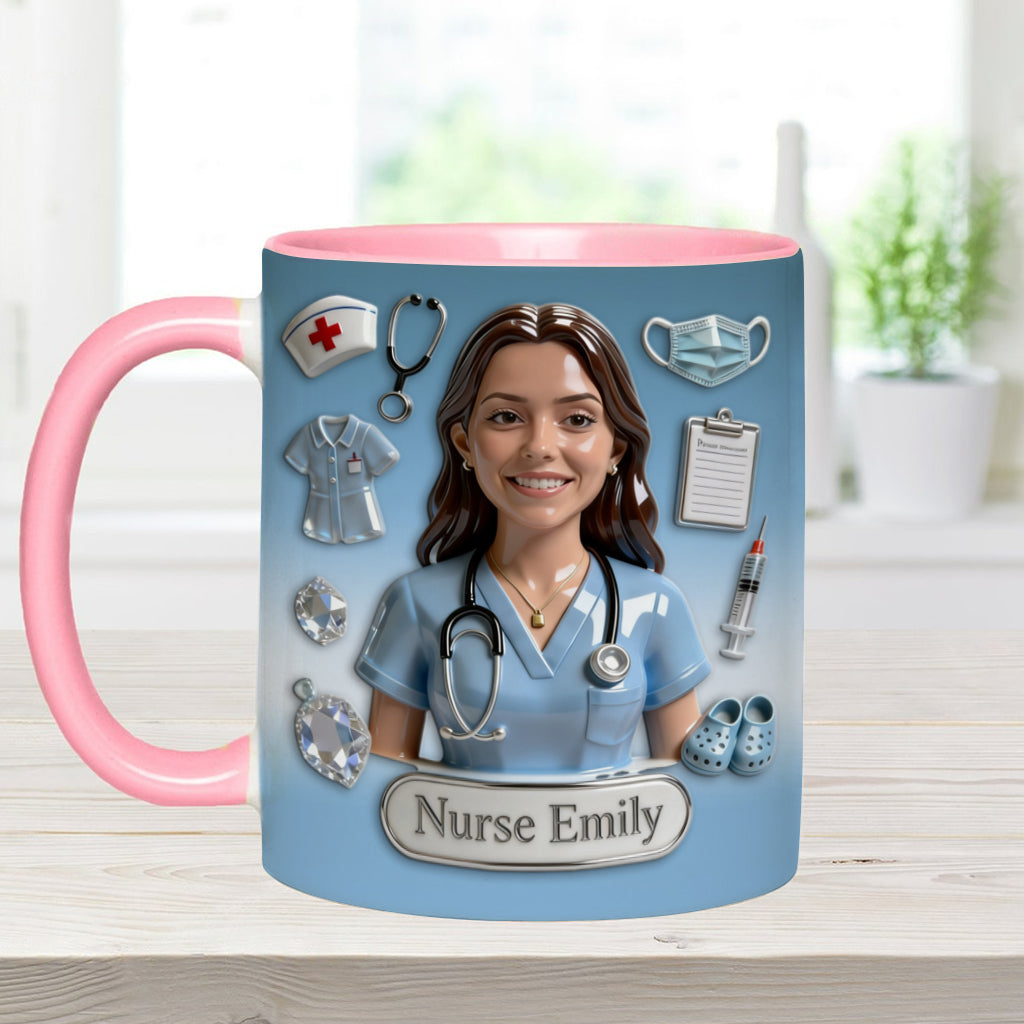 She Works Willingly With Her Hands - Personalized Nurse Accent Mug