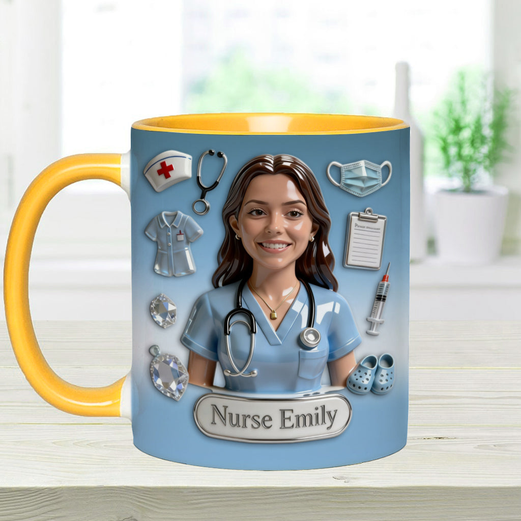 She Works Willingly With Her Hands - Personalized Nurse Accent Mug