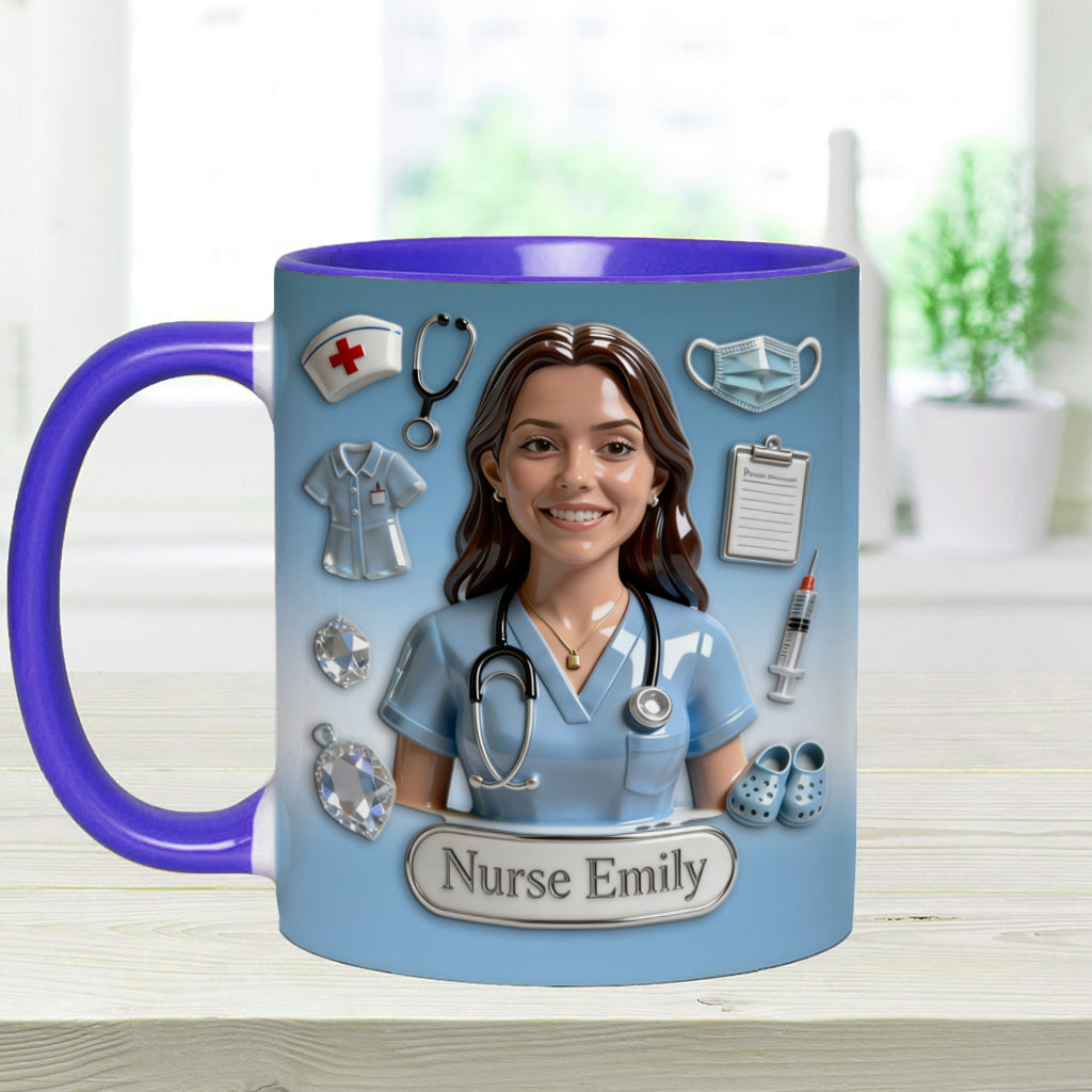 She Works Willingly With Her Hands - Personalized Nurse Accent Mug
