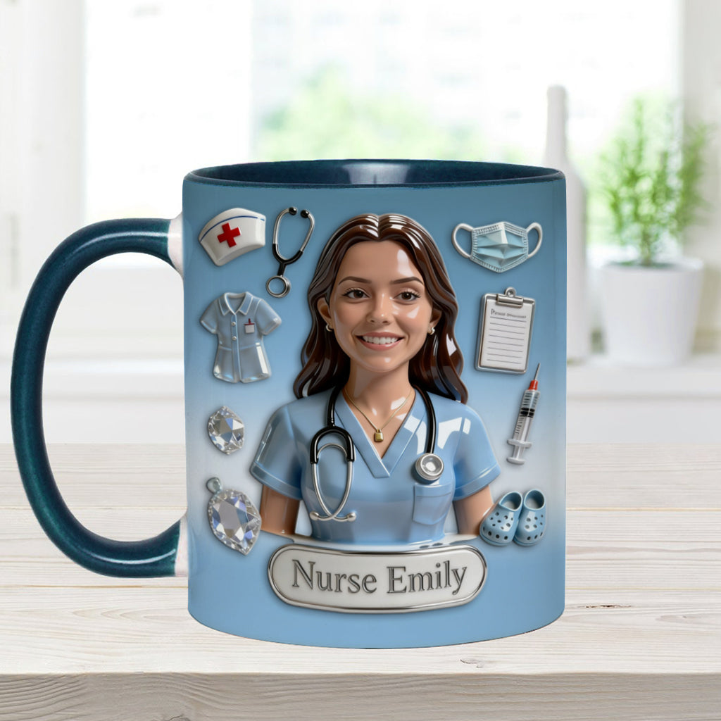 She Works Willingly With Her Hands - Personalized Nurse Accent Mug