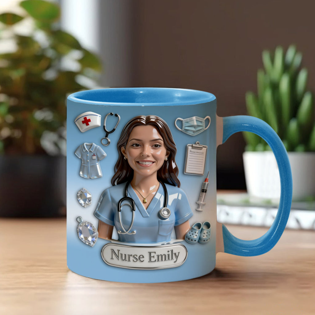 She Works Willingly With Her Hands - Personalized Nurse Accent Mug