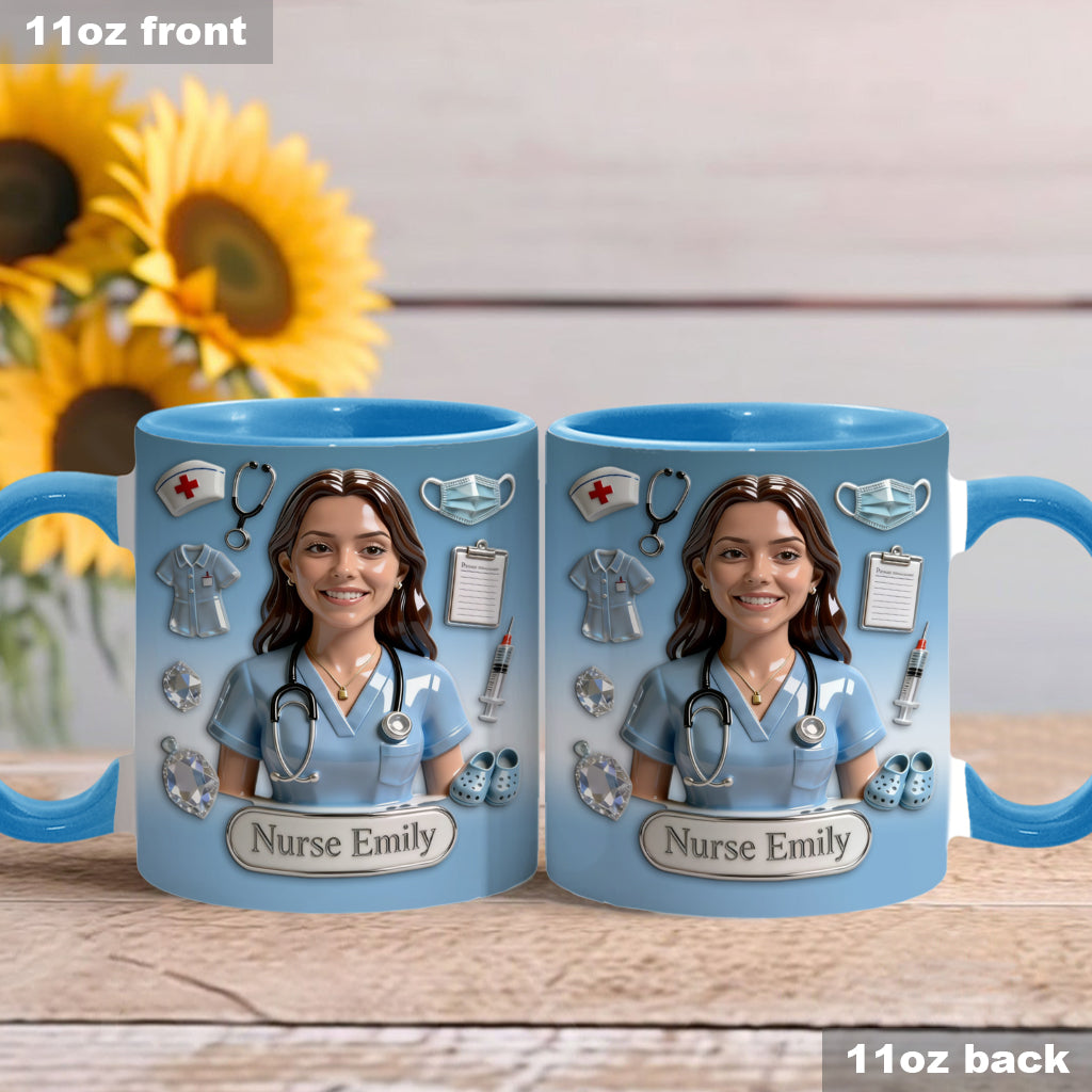 She Works Willingly With Her Hands - Personalized Nurse Accent Mug